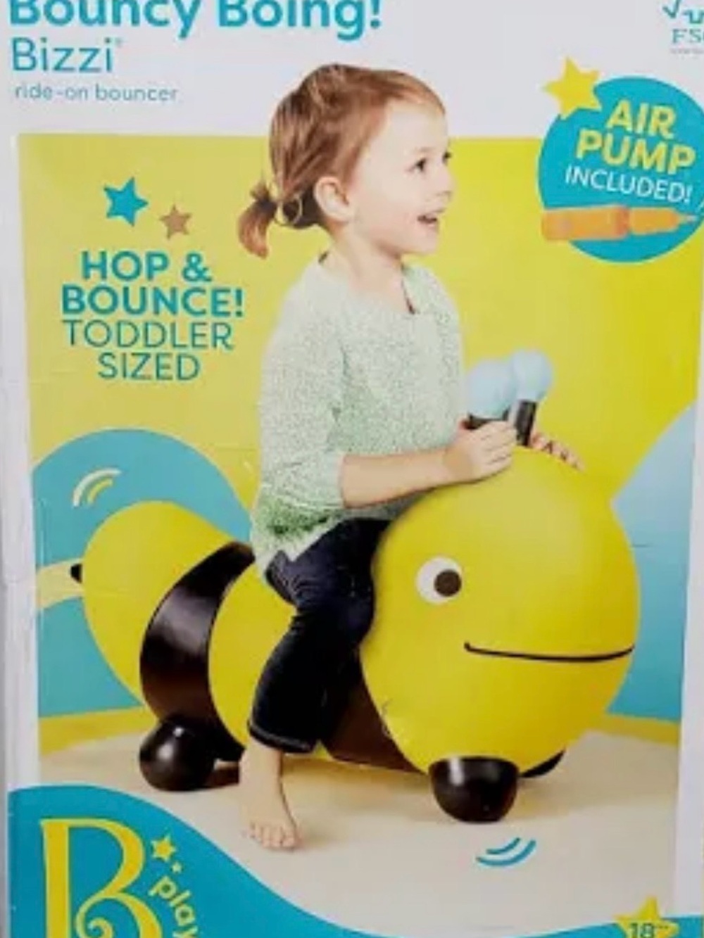 B Toys Yellow Bee Ride-On Bouncer for Toddlers
